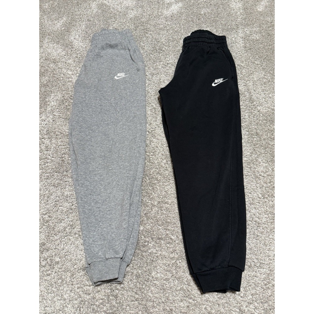 LOT OF 2 Nike Boys LARGE Jogger Pants Fleece Cotton Blend Elastic Drawstring